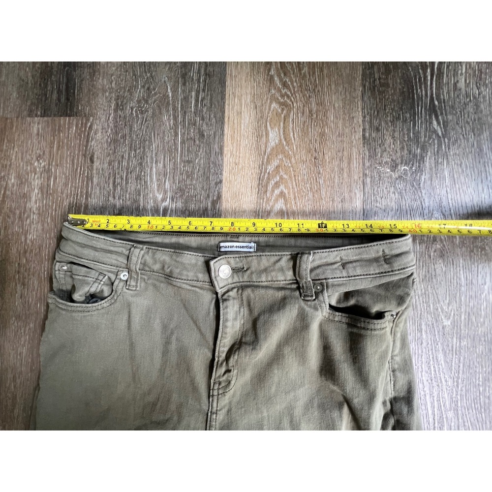 Amazon Essentials Skinny Jeans Womens 14L Olive Green Stretch Long Denim Pants - Picture 3 of 8